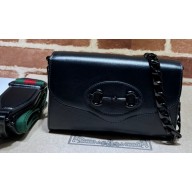 Gucci Horsebit 1955 Mini bag brass hardware 724713 Black