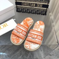 dior Bright orange Toile de Jouy Embroidered Cotton new Dway Slide 2022