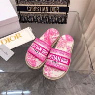 dior Bright pink Toile de Jouy Embroidered Cotton new Dway Slide 2022