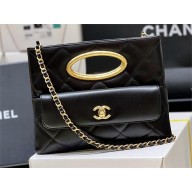 CHANEL Lambskin & Gold-Tone Metal Black Clutch AS5038 2024(ORIGINAL QUALITY)