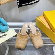 FENDI FIRST apricot mink high-heeled sandals