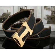 Hermes Width 3.8cm Calfskin Leather Belts Black/Gold 2018