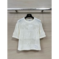 CHANEL WHITE BUTTERFLY embroidered TOP 2024 