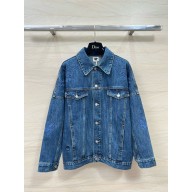 dior Blue Cotton Denim Embroidered Jacket 2024 
