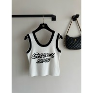 chanel white logo printed vest spring 2024 