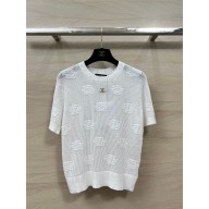 CHANEL WHITE CAMELLIA embroidered TOP 2024 