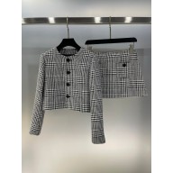 celine Verneuil jacket and skirt in wool tweed IVOIRE/NOIR 2024