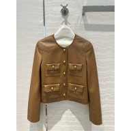 Celine PURE COLLAR JACKET in sheepskin COGNAC  2024
