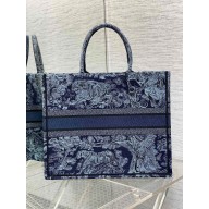 Dior Large Book Tote Bag in Denim Blue Toile de Jouy Embroidery 2023