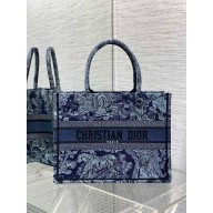 Dior medium Book Tote Bag in Denim Blue Toile de Jouy Embroidery 2023