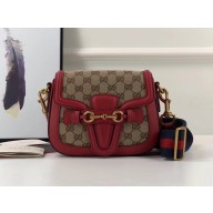 Gucci Small Lady Web gg canvas Shoulder Bag In red 384821