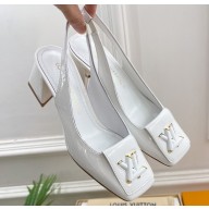 Louis Vuitton Heel 5.5cm Shake Slingback Pumps in Patent calf leather White 2023