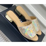 Chanel Camellia Embossed Logo Flat Mules Gold 2023