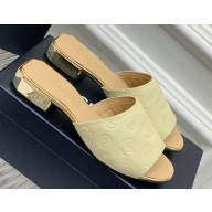 Chanel Camellia Embossed Logo Flat Mules Beige 2023