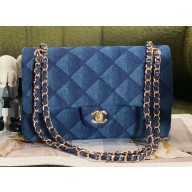 Chanel Medium Classic Flap Handbag A01112 Denim Dark Blue 2023