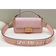 Fendi Iconic Medium Baguette Bag with laser cut Baguette lettering shoulder strap Pink 2023