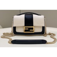 Fendi Nappa Leather Mini Baguette Chain Bag White 2023