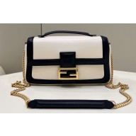 Fendi Nappa Leather Medium Baguette Chain Bag White 2023