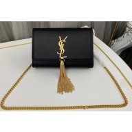 Saint Laurent kate small chain bag with tassel in smooth leather 474366 Black/Gold
