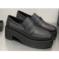 Chanel Heel CC Logo Platform Loafers Black 2023