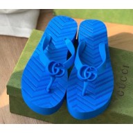 Cheap Sale Gucci Chevron Thong Sandals with Double G Blue