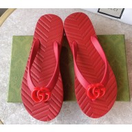 Cheap Sale Gucci Chevron Thong Sandals with Double G Red