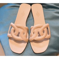 Cheap Sale Hermes Aloha Chaine D'ancre Rubber Slipper Sandals Nude