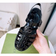 Cheap Sale Gucci Rubber Sandals with Double G Black