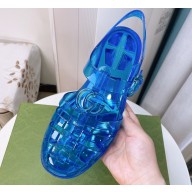 Cheap Sale Gucci Rubber Sandals with Double G Blue