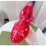 Cheap Sale Gucci Rubber Sandals with Double G Red