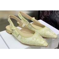Dior J'Adior Slingback Ballerina Flats in White Cotton Embroidered with Dior Jardin d'Hiver Motif in Metallic Thread 2023