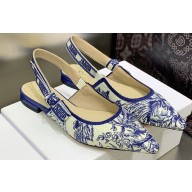 Dior J'Adior Slingback Ballerina Flats in Blue Cotton Embroidered with Dior Jardin d'Hiver Motif 2023