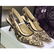 Dior Heel 6.5cm J'Adior Slingback Pumps in Hazelnut Toile de Jouy Embroidered Cotton 2023