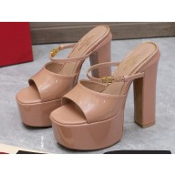 Valentino Heel 15.5cm platform 4cm Tan-Go Slides in patent leather Nude 2023