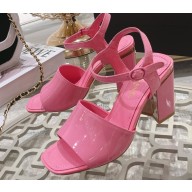 Chanel Heel 7.5cm Patent Leather Sandals Pink 2023