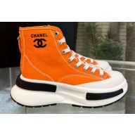 Chanel Canvas High-top Sneakers Orange Spring 2023