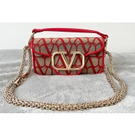 Valentino Toile Iconographe VLogo Signature Loco Small Shoulder Bag Red/Beige 2023