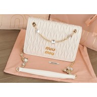 Miu Miu Matelassé nappa leather mini-bag 5BP065 White