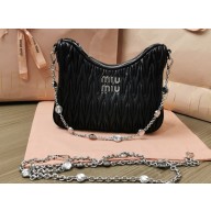 Miu Miu Matelassé nappa leather shoulder bag 5BH211 Black