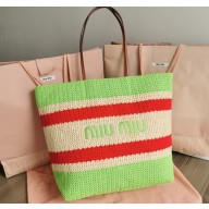 Miu Miu Raffia and cotton tote bag 5BG228 03