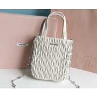 Miu Miu Matelassé nappa leather handbag 5BA220 White