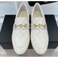 Chanel Horsebit CC Logo Loafers Quilting White 2023