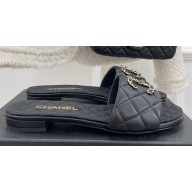 Chanel Heel 2cm Quilting Chain CC Logo Mules Black 2023