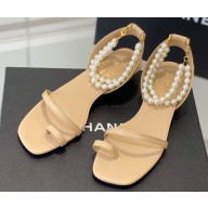 Chanel Pearls Calfskin Sandals G39600 Beige 2023