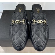 Chanel Horsebit CC Logo Mules Quilting Black 2023