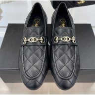 Chanel Horsebit CC Logo Loafers Quilting Black 2023