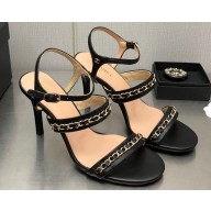 Chanel Heel Chain Lambskin Sandals G39549 Black 2023