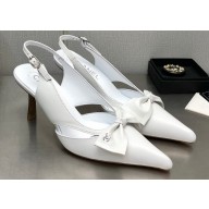 Chanel Heel 7cm Bow Slingback Sandals White 2023