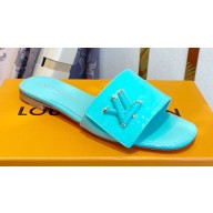 Louis Vuitton Shake Flat Mules in Patent calf leather Turquoise Green 2023