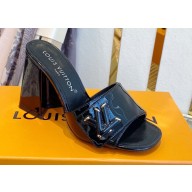 Louis Vuitton Heel 8.5cm Shake Mules in Patent calf leather Black 2023
